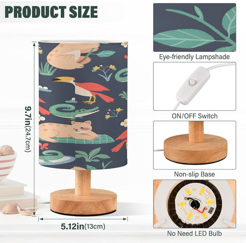 ALAZA Cute Sloth Bird Bedside Table Lamp with USB Port for Bedroom Nightstand Lamps Night Light Linen Fabric Shade