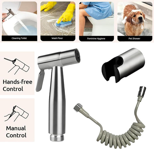 Kryfelix Handheld Bidet Sprayer for Toilet,Adjustable Water Flow Bidet Toilet Sprayer with Bidet Hose for Feminine Wash