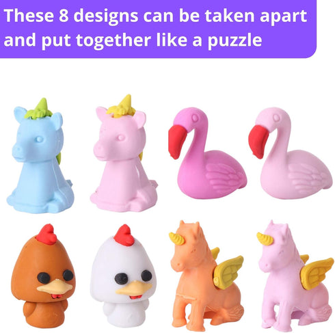 Mr. Pen Animal Topper Erasers, 22 Pack, 8 Pack Take Apart Animal Erasers, Fun Pencil Toppers for Kids, Easter Egg