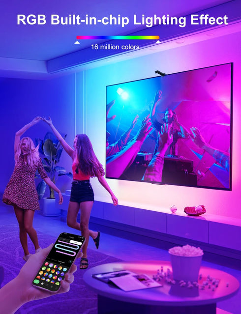 55-65 inch 13Ft CCILAND TV LED Backlight with Camera for Screens, LED Strip Lights Sync to Screen & Music, RGB Built