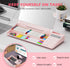 Desktop Glass Whiteboard with Mirror & Calculator (12 Digit LCD Display) & Ruler Marker, Tilted Keyboard Stand, Pink