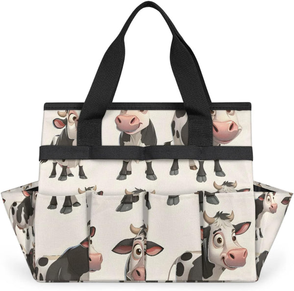Milk Cow Garden Tool Bag, Heavy Duty Garden Tote Bag Organizer with