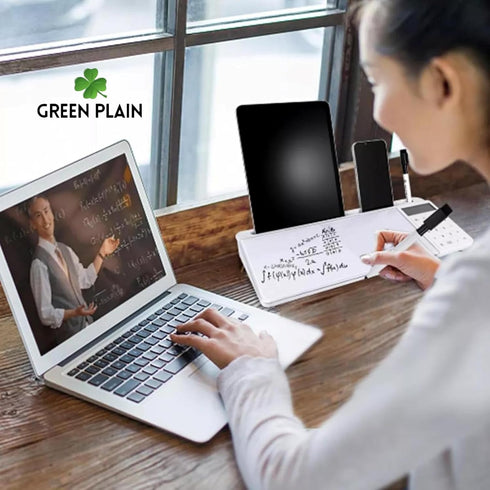 Green Plain Desktop Glass Whiteboard, Perfect Desk Board for Home, Office, and School, Glass Dry Erase Board