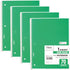 Mead Spiral Notebooks, 1 Subject, Wide Ruled, 70 Sheets, Green, 10-1/2 x 7-1/2 inches, 4 Pack (38300)
