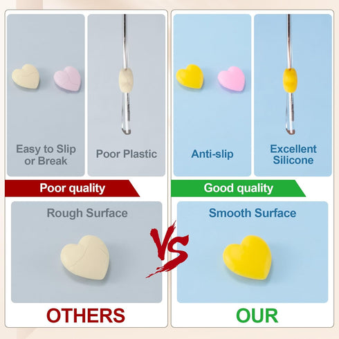 Silicone Eyeglasses Ear Grips - Heart-Shaped Retainers for Sunglasses