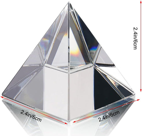 Crystal Pyramid Figurine Collectible, Transparent Glass Paperweight with Gift Box for Decoration (60mm)