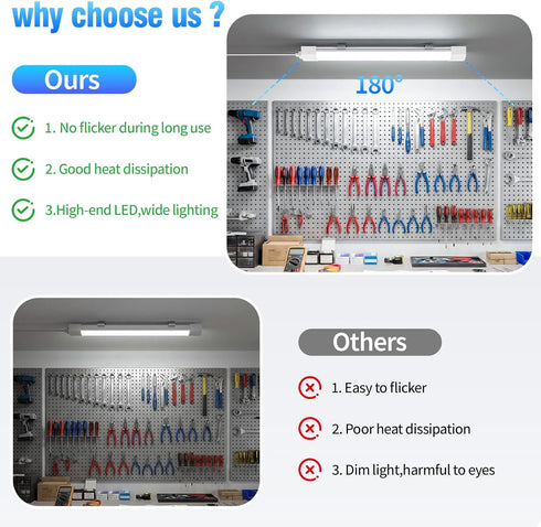 5000k, 16W Closet Airand LED Ceiling Light Fixture with Plug Triproof LED Tube Light Linkable Lights for Workbench