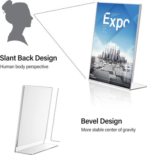 8.5 11, (12 Pack) Relx Acrylic Sign Holder x Slant Back Acrylic Display Stand, Clear Frames Plastic Sign Holder