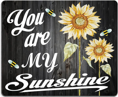 Smooffly Gaming Mouse Pad Custom, "You Are My Sunshine" Quote with Bees and Sunflowers (9.5 x 7.9 Inch)