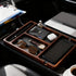 Generic Wooden Valet Tray with Leather Inlay - Key and Wallet Tray, Wooden Jewelry Tray - Nightstand Desk Organizer