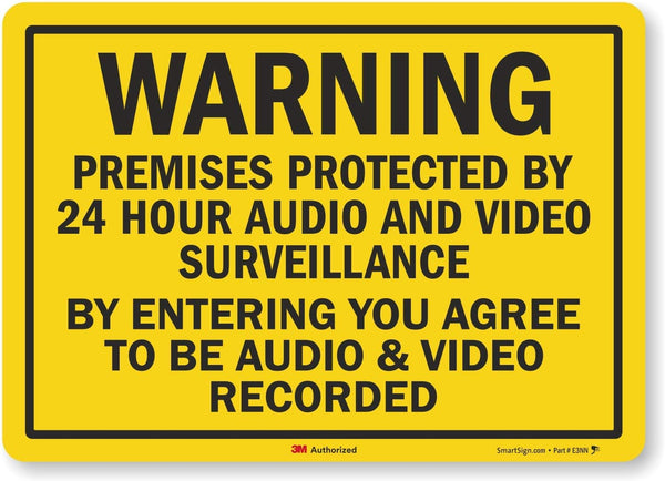 "Premises Protected by 24 Hour Audio and Video Surveillance" Label by SmartSign | 14" x 10" Reflective Decal