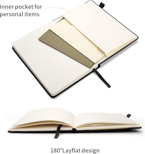 Deziliao Lined Journal Notebooks, Hardcover, 100Gsm Premium Thick Paper, Medium 5.7"x8.4", with Pen Loop