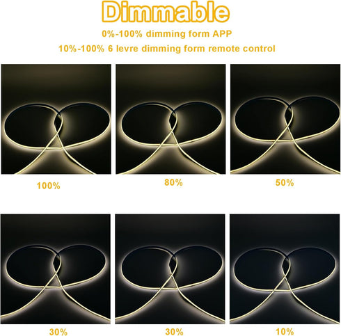 Generic 16.5ft, 4000K Dimmable White COB LED Strip Light Neutral White LED Light Strip, APP & Remote Control, High