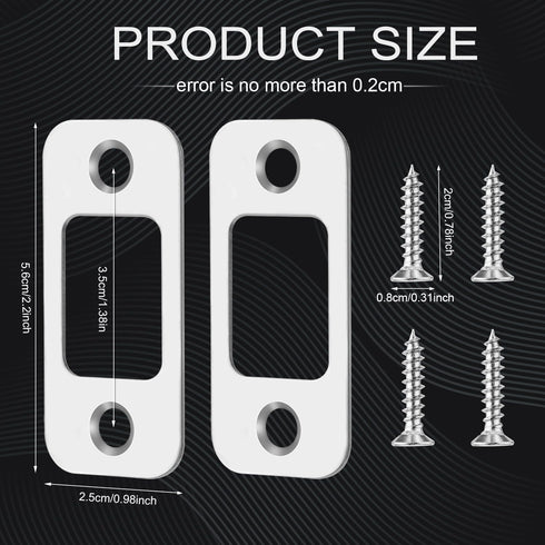 2 Pack Door Strike Plates, Large Hole Door Strike Plates with 4 Screws for Interior Doors Round Corner Door Backplate Door Lock Plate Lock Replacement Parts for Doors (Silver)