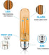 5 Inch E26 Bulb 80 2200K Bulb 6W Dimmable, 800LM T10 T9 Bulbs 120V 6Pack Led Equal Watt, Amber White Vintage Edison