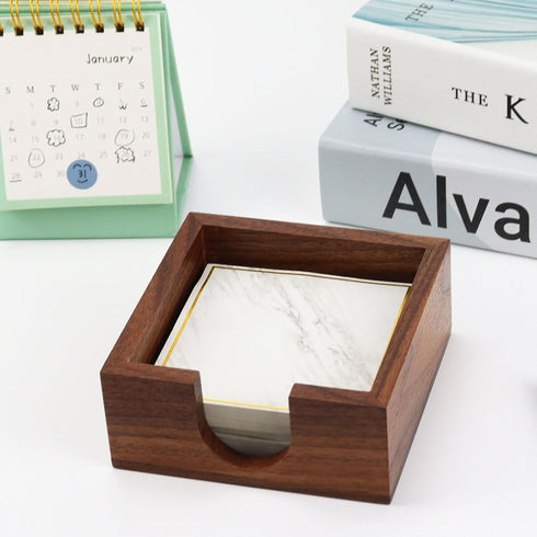MultiBey Sticky Notes Memo Pad Holder Dispenser, Walnut Desk Supplies Organizer for Office, Home, Schools