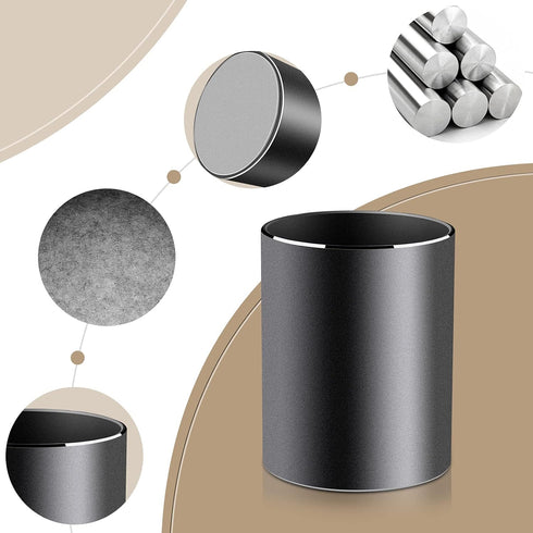 Vaydeer Metal Pen Holder - Round Black Pencil Cup for Desk, Office, School, Home Stationary Supplies (3.15 x 3.15 x