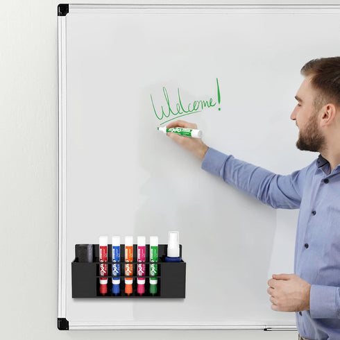 HBlife Wall Mount Acrylic Magnetic Dry Erase Marker Holder, 10 Slots for Office, School, Home, Not Included, Black