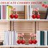 Wovnet 2 Pcs Pink Bow Cherry Bookends Wooden Pink Bookends Shelves Coquette Room Decor Cute Cherry Figurine Book Ends