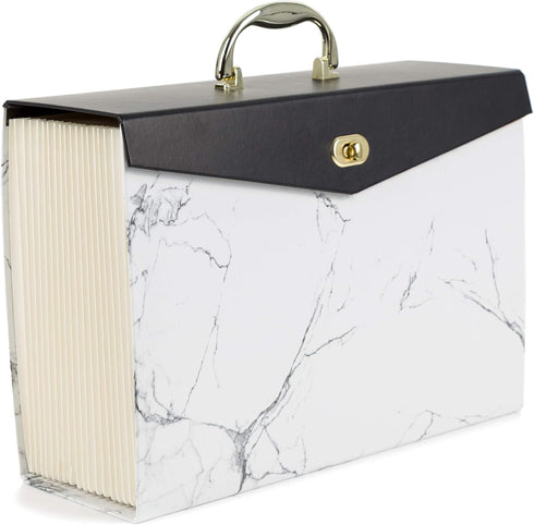 U Brands Fashion Expandable File Folder, Legal Size, 19 Pockets, Stylish Marble Print