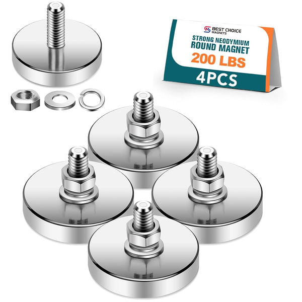 Super Strong Neodymium Round Magnet with M8 Male Thread Nuts Bolts 200