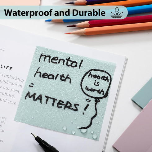 Transparent Sticky Notes, 3x3 inch, Pastel Color Clear Sticky Notes, Self-Adhesive for Annotation