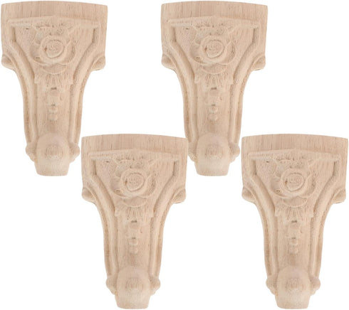 LALAFINA Solid Wood Carved Furniture Legs 12x6cm, Replacement Wooden Table and Sofa