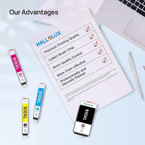 HALLOLUX 910XL Ink Cartridges for HP Printers, Combo Pack Compatible with Officejet Pro
