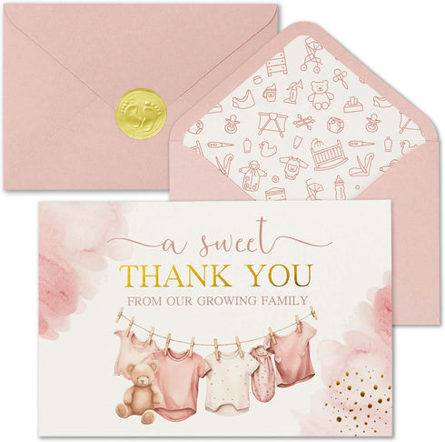 Baby Shower Thank You Cards - 50 Baby Girl Thank You Notes