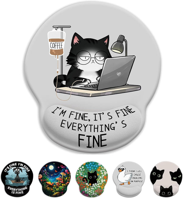 LIMKRIAN Cat Ergonomic Mouse Pad with Wrist Rest, Gaming Mouse Pad with Wrist