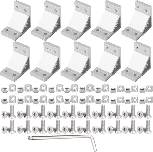10Set 2040 Corner Bracket Connector for 2040 Aluminum Extrusion Accessories, Silver