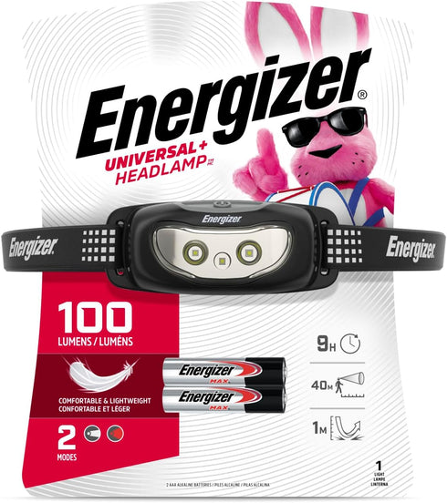 Energizer Universal Plus LED Headlamp, Lightweight Bright Headlamp for Outdoors, Camping, Emergency Light, 2 Pack