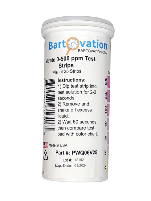 Nitrate 0-500 ppm Test Strip, Vial of 25 Strips