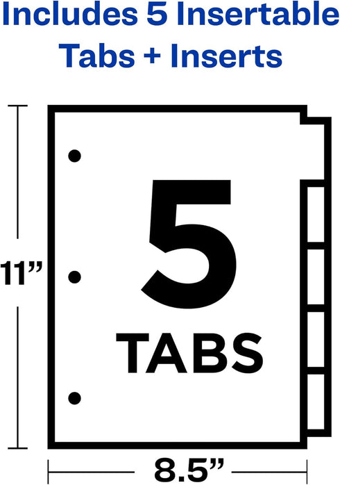 Office Essentials Insertable Dividers, 8-1/2"x11", 5 Tab, Buff Paper, Clear Tab, 1 Set (11466)
