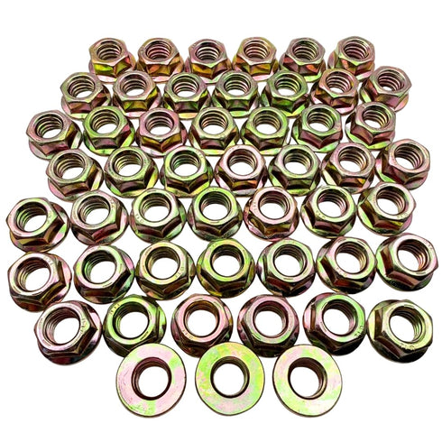 Quantum Forge 3/8"-16 Flange Nuts (50 Pack) Grade 8 Built-in Washer Nuts Coarse Thread