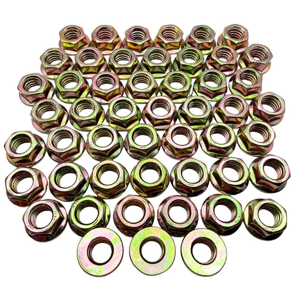 Quantum Forge 3/8"-16 Flange Nuts (50 Pack) Grade 8 Built-in Washer Nuts Coarse Thread