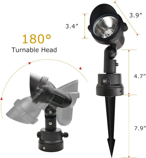 GBS9912 120V 12W 5000K 3 Outdoor LED Spotlight with Photocell Sensor, Daylight White, Photocell Enabled, FT Cord