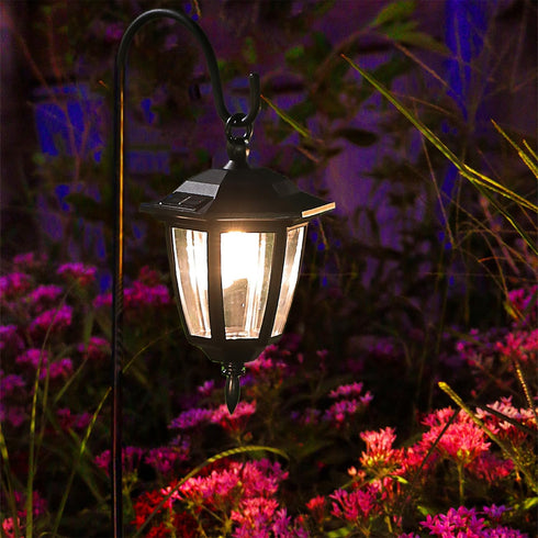 2 Pack 2 38 Inch Dynaming Solar Hanging Lights Outdoor, Solar Powered Garden Decorative Lanterns with x Shepherd Hooks