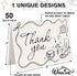 50 Pack Whaline Wedding Thank You Cards Vintage Black Bow Cake Thank You Blank Note Card Greeting Cards with Envelope