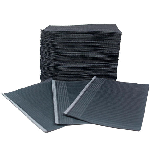 125 Black Disposable Dental Bibs 13"x18" | 3 Ply Waterproof Dental/Tattoo/Nail Bib