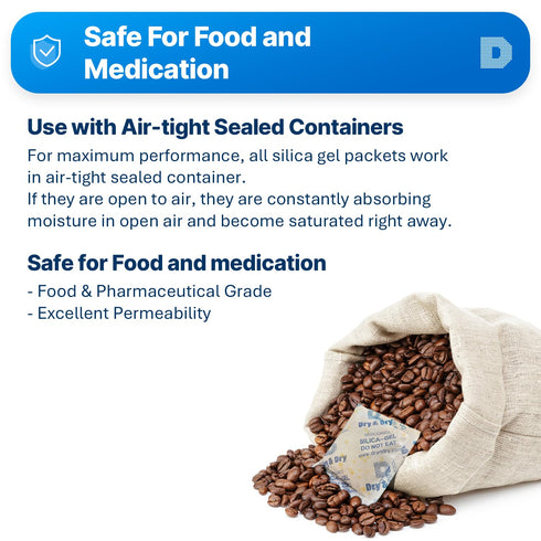 Dry & Dry Orange Indicating Silica Gel Packets - Food Safe Desiccants for Food Storage, 6 Packets (50 Gram)
