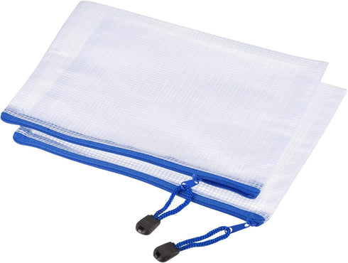 MECCANIXITY Mesh Zipper Bags, B5 Size File Document Pockets, Bill Pouch Folders for Office Home Supply, White Pack of 3