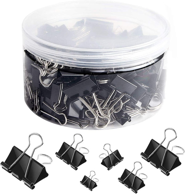 SANNIX 100 PCS Binder Clips, Assorted Sizes, X Large, Large, Medium, Small, Mini, Micro, Paper Clamps for Office Home