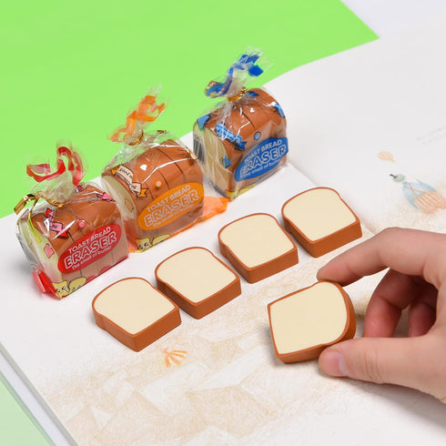 Bread Shaped Erasers for Kids, 16Pcs Mini Novelty Toast Erasers for School Rewards