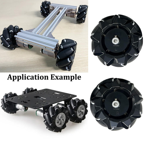 97mm 4WD 5mm (4Pcs Premium Mecanum Wheel, Omnidirectional Wheels DIY Robot Parts with Metal Coupling Motor Connector