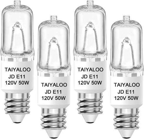 TAIYALOO JDE11 120V 50W Halogen Bulb (Replacement E11 LED Bulb), T4 Mini