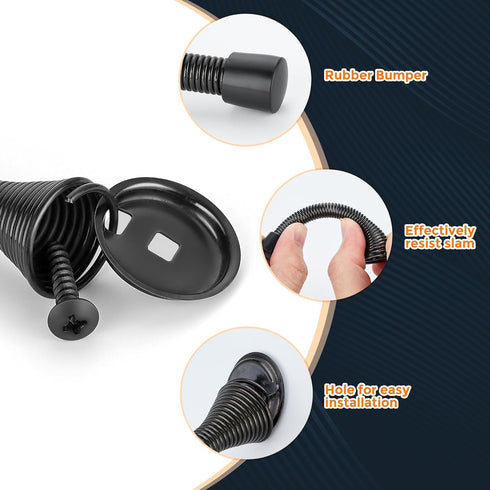 Ravinte Door Stoppers, 18 Pack Black Spring Door Stops with Rubber Bumper for Bottom of Door