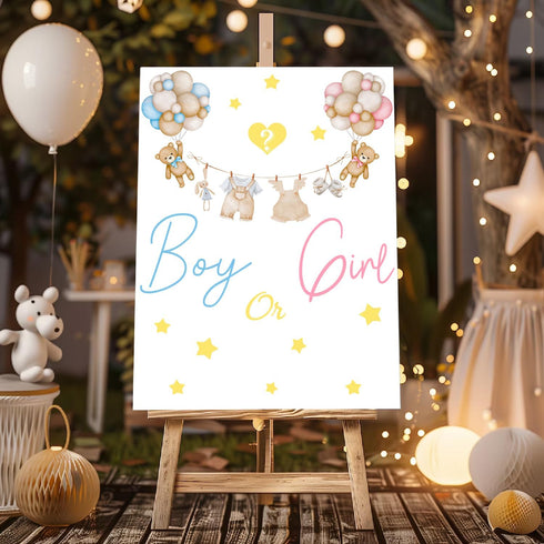 Boy Or Girl Backdrop Decor,Gender Reveal Decal Sign,He or She Baby Shower Sticker,Pregnancy Announcement Baby Shower