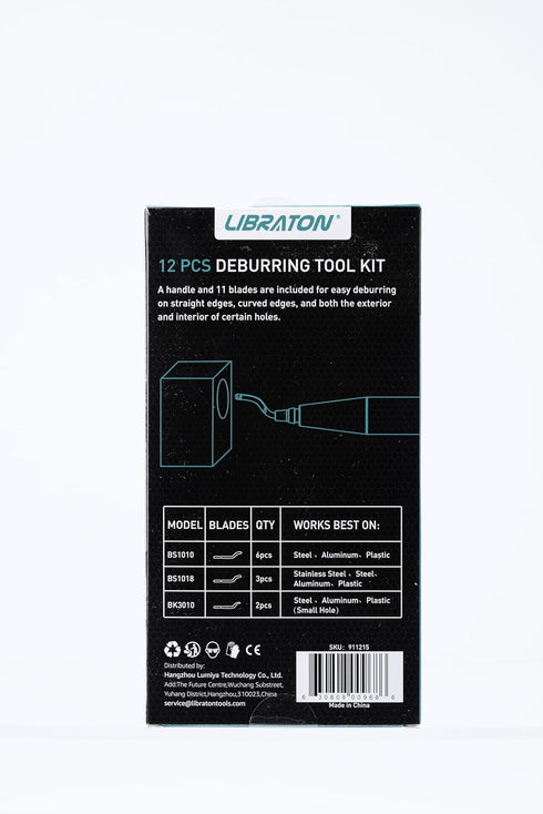 Libraton Deburring Tool Kit with 11 High-Speed Steel Blades, 360 Degree Rotary Head for Metal and Plastic