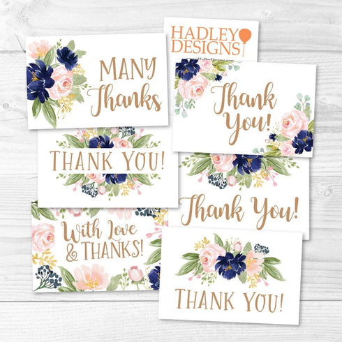 Hadley Designs 24 Floral Thank You Cards with Envelopes, Bulk Housewarming, Wedding, Baby Shower, Graduation